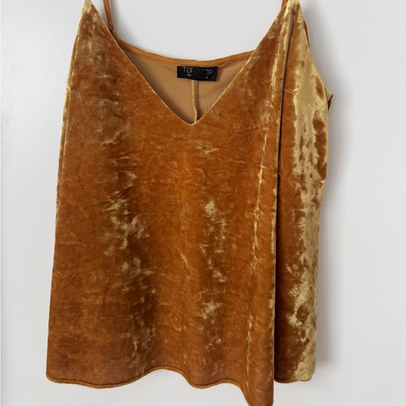 Topshop Tops - Topshop Velvet Camisole in Rich Gold